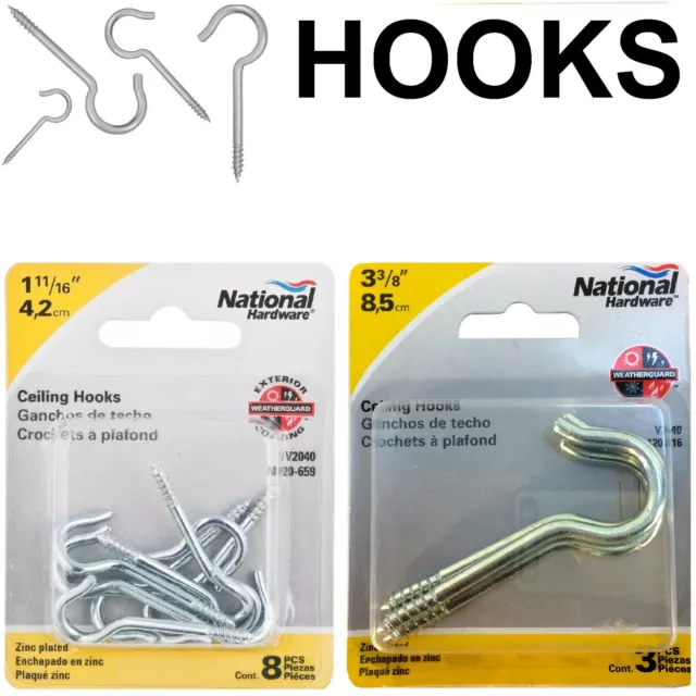 National Hardware Size By Choice Ceiling Hooks in Zinc plated, Screw Point