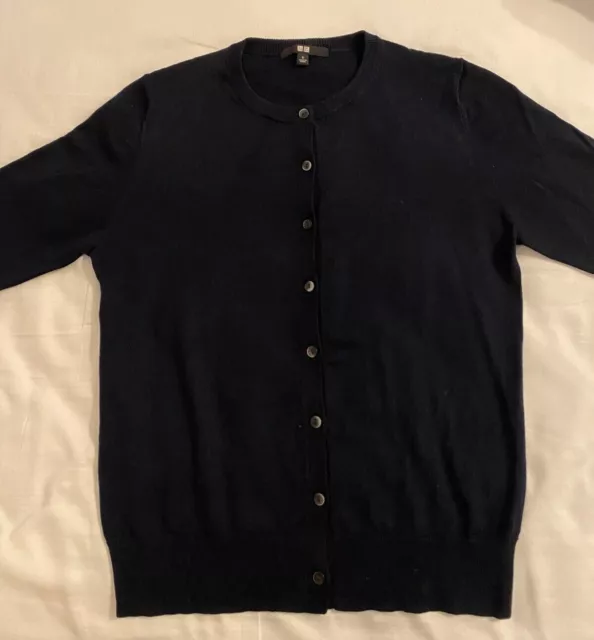 Uniqlo dark navy blue 100% wool cardigan - Size Small S