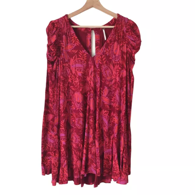 Free People Tunic Top Puff Sleeve Mini Dress Women's Small Hello Lover Scarlett