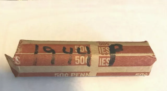 One Roll 1944 P  Wheat Pennies Old Antique Vintage  Lincoln Cent American Coins!