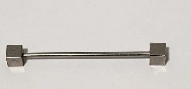 Vintage Barbell Collar Stay Bar Clasp Clip Silver Satin Tone Square Ends