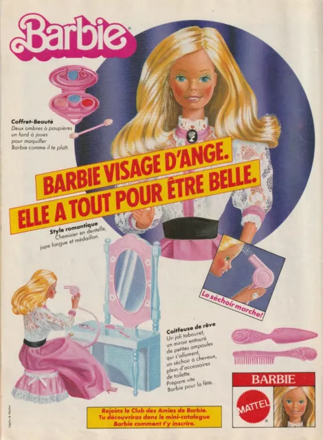 Publicité de presse Mattel Poupée Mannequin Barbie Visage d'ange 1983 french ad