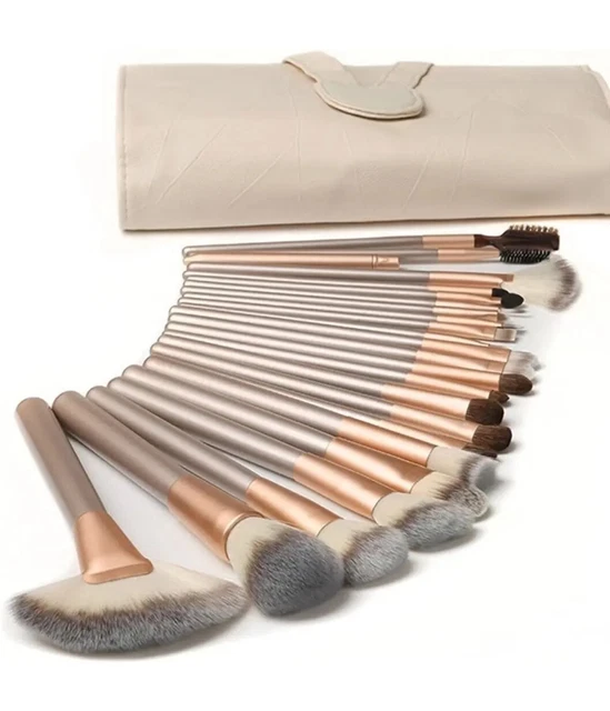 Set 18 Pezzi Pennelli Trucco Make Up Con Custodia Da Viaggio 2