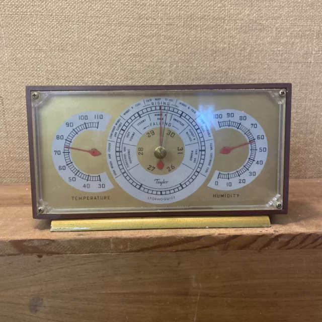 Vintage Desktop Taylor Instrument Companies Stormoguide Barometer Temperature