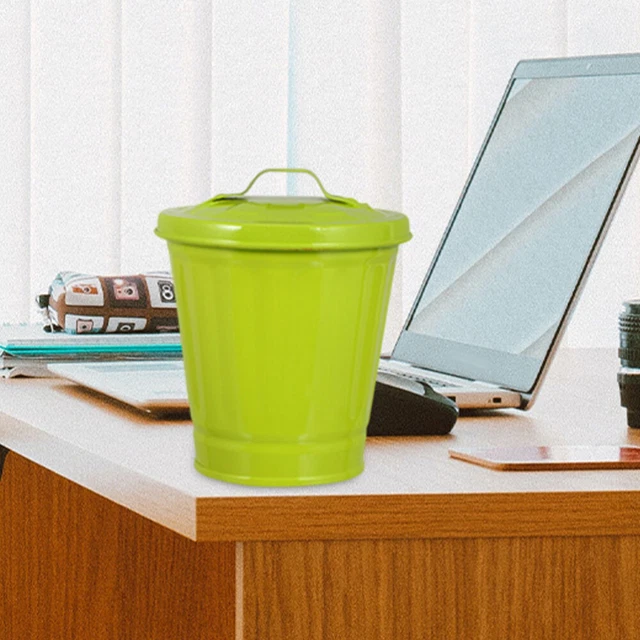 2PCS DESKTOP TRASH Can Small Garbage Bin With Lid Waste Can Pen Holder