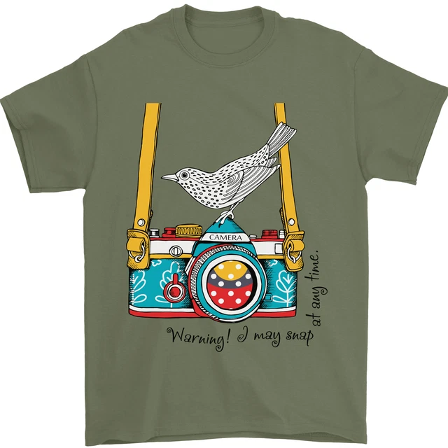 Camera With a Bird Photographer Photography Mens T-Shirt 100% Cotton