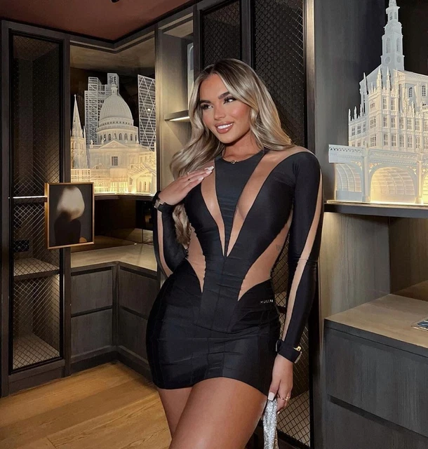 MUGLER X H&M HM Mesh-Panelled Mini Dress Black 0 2 4 6 10 12 14 18