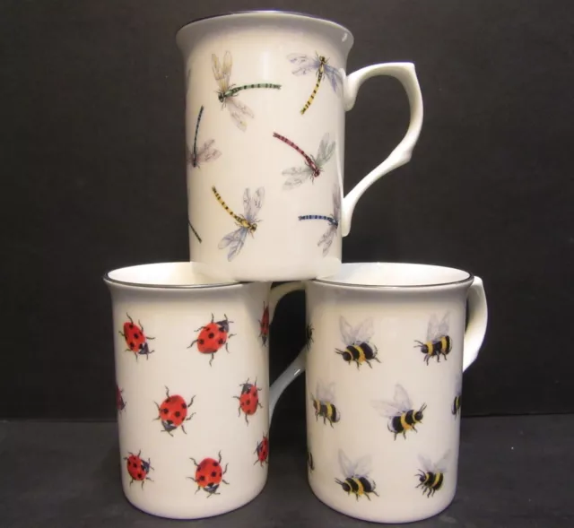 1 Fine Bone China Ladybird Bee Or Dragonfly In Castle Shape Mug Multi Listing UK