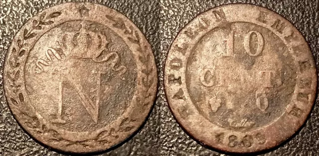 Napoléon Ier - 10 cent. au N couronné 1809 Q, Perpignan !! F.130/17