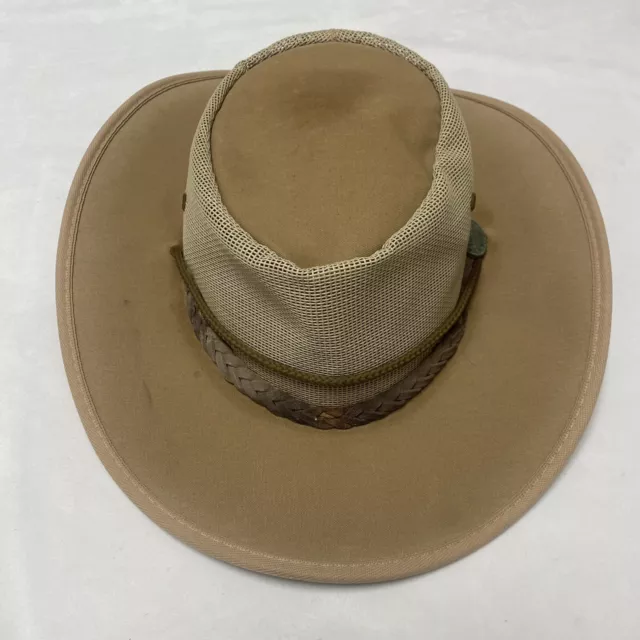 Barmah Hat 1057 BR Brown Canvas Drover Airflow Chip Strap Comfortable Medium