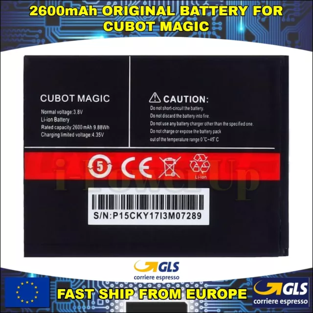 CUBOT MAGIC BATTERIA BATTERY CUBOT MAGIC AKKU ORIGINALE 2600mAh GARANZIA ITA