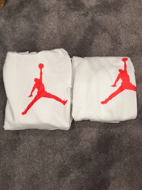 Nike Air Jordan Fleece Jogger Pants Hoodie Suit Set White Infrared Mens Size 2XL