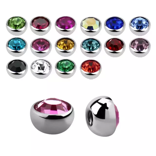 ❤ 1,2 mm Schraub Kugel Piercing Ball Groß Kristall Gewinde Ersatz Zubehör Lippe