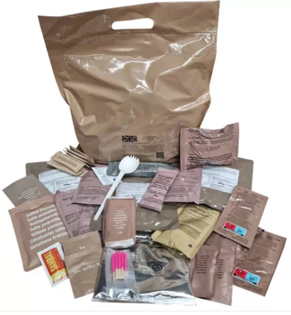 British Army Ration Pack 24 Hour Camping Hiking Festivals MRE PACKS BBE Oct 2025