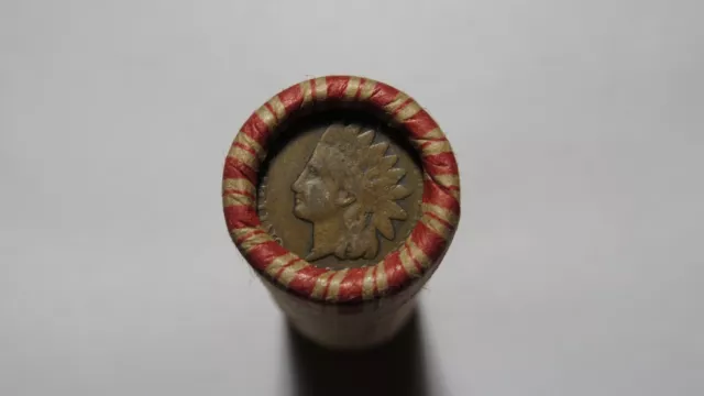 Sealed Wheat Indian Head Penny Mixed Roll With Vintage Indian Cent End Coin Bkb