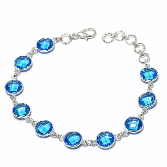 Bijoux en argent Sterling 925 faits à la main, bracelets en Iolite bleue,...