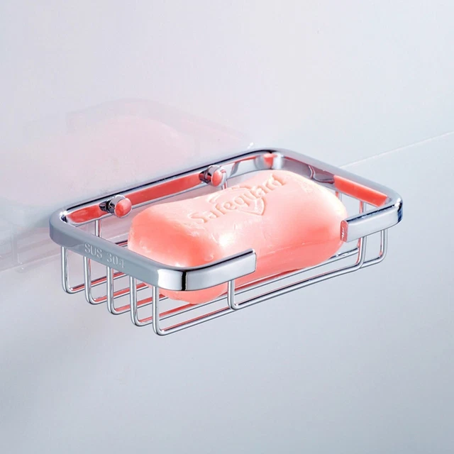 Stainless Steel Soap Dish Mounted Wall Holder Bathroom Shower Basket Storage Box