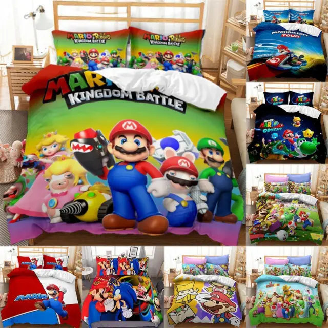 Bowser Super Mario Quilt Duvet Cover Set Bedding Bed Linen Comforter Cover Queen