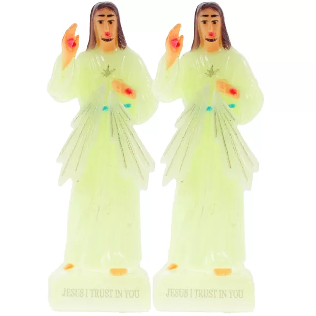 Sacred Heart of Jesus 2pcs Glow in Dark Figurine - Green-PP