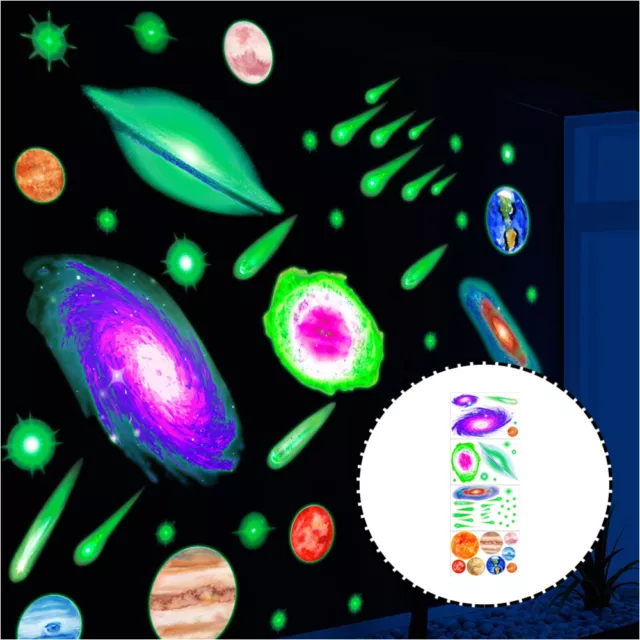 4 Sheets Kids Room Glow Decal Wall Stickers Nursery Decals for Girls Children's