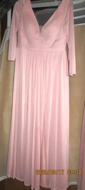 AZAZIE Size 12-14  PINK/BLUSH Polyester/Chiffon Long Sleeve dress NEW
