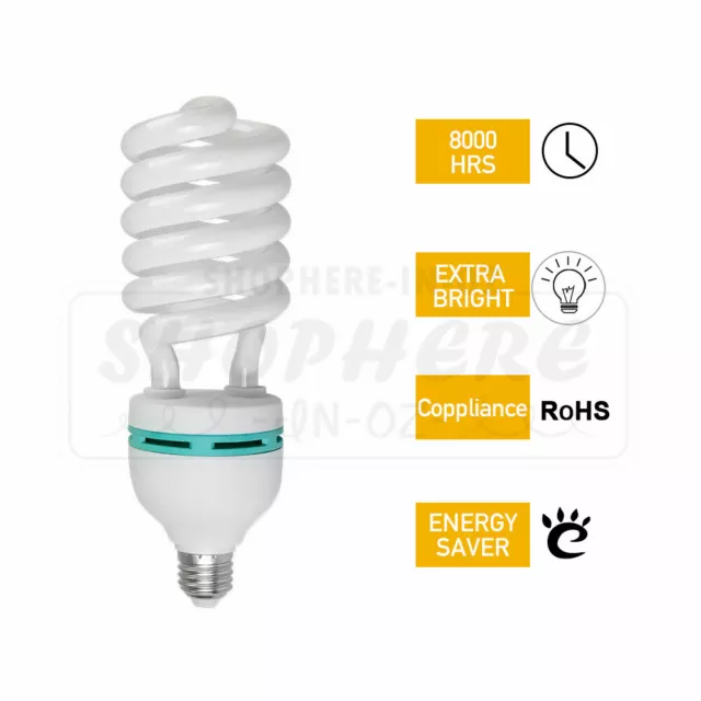2x135W E27 Photo Home Spiral Light Bulbs 5500K Energy Saving Daylight Globe Lamp 2