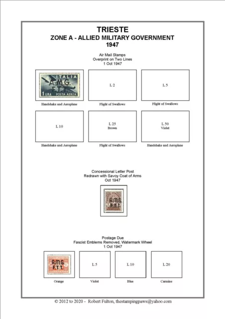 ITALY (TRIESTE) AMG - Print Your Own Stamp Album -1947 to 1954.. 2