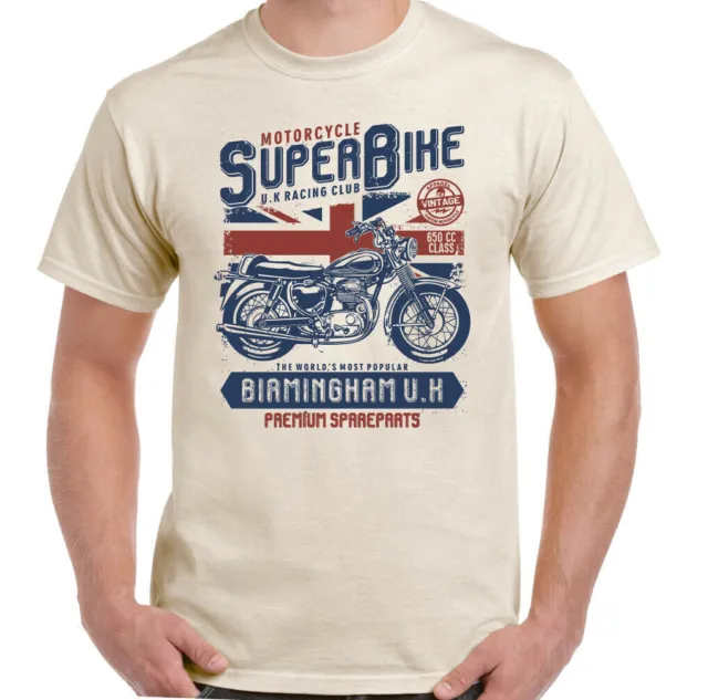 Biker T-Shirt Motorbike Cafe Racer Motorcycle Superbike Birmingham UK Mens Bike
