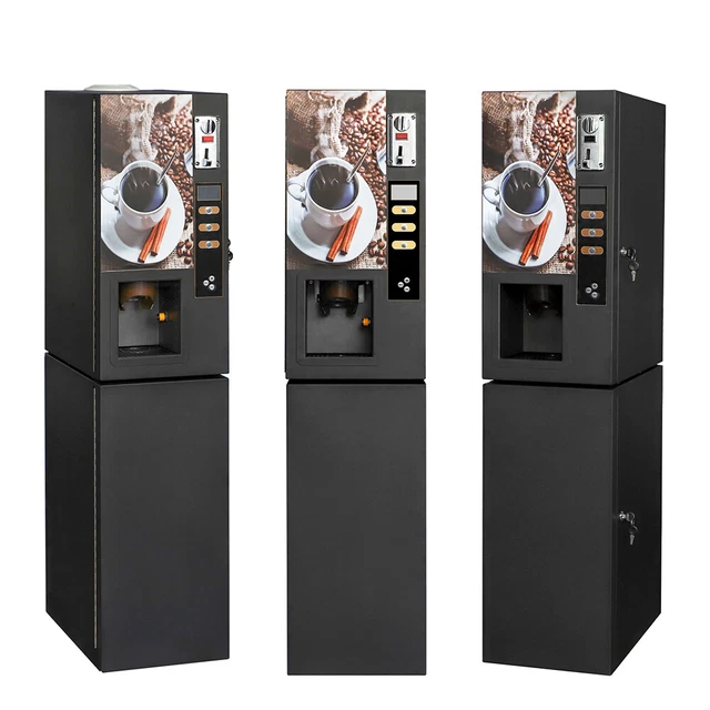 Commercial 3 Flavor Instant Coin Automatic Tea Coffee Vending Machine w/ Base US