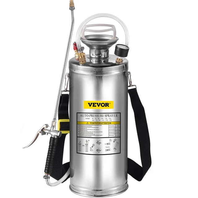VEVORbrand2Gallon Pump Sprayer Stainless Steel,Lawn and Garden Hand Pump Sprayer