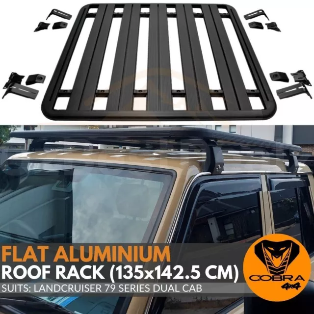 Flat Roof Rack Cage Fits Landcruiser 79 Series Dual Cab 135cm x 142.5cm Rain