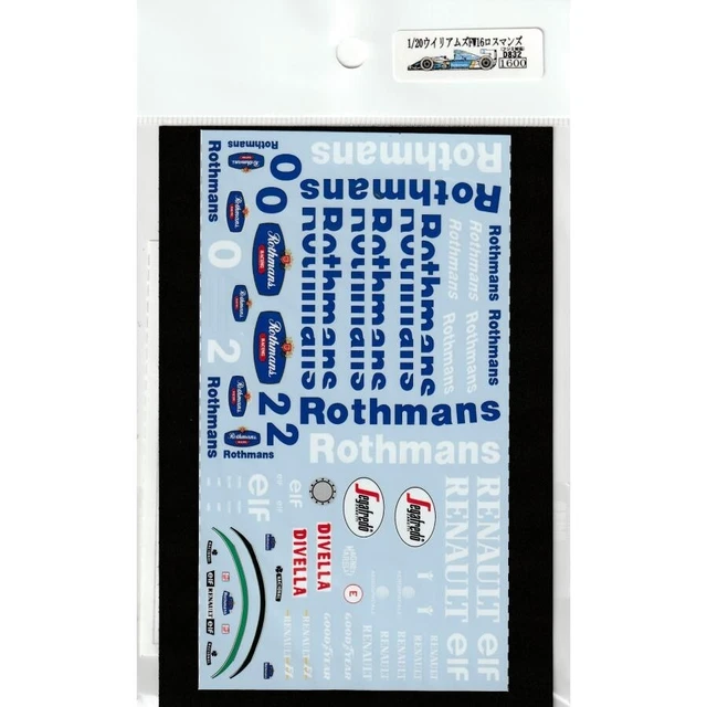 FUJIMI 1/20 WILLIAMS FW16 Rothmans Decal decals Japanese $32.00 - PicClick