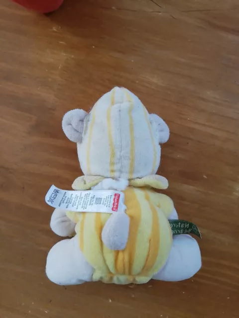 Doudou Peluche Fisher Price Nature Bearries Ours Jaune Papillon Beige grelot 2
