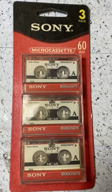 3 Pack Sony Microcassette Tapes MC60 Blank Audio Cassette Tape 60-120 Minute