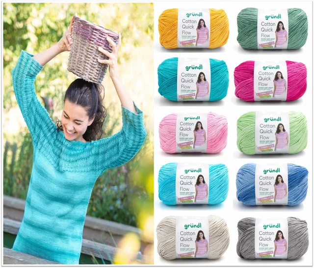 100g Gründl Cotton Quick Flow Baumwolle Garn zum Stricken Häkeln GP 59,90€/1kg