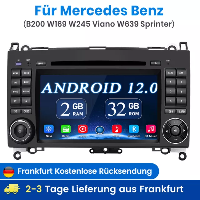 Android 12 Autoradio Navi wired CarPlay SWC Für Mercedes Benz A/B W169 W245 W639