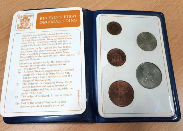 Britains First Decimal Coin Set Of Uncirculated Coins In Wallet