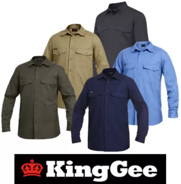 King Gee - Mens  "Workcool 2" Cotton "Ripstop" Long Sleeve Work Shirt - K14820