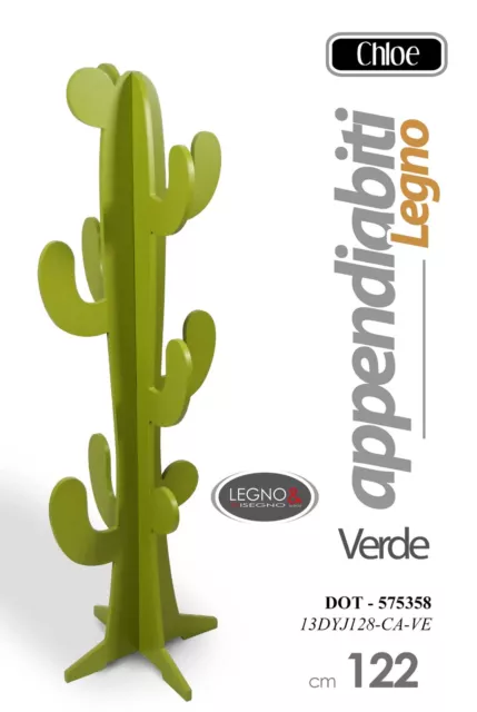 Appendiabiti Albero Verticale Attaccapanni Da Terra Legno Piantana Verde 122 Cm
