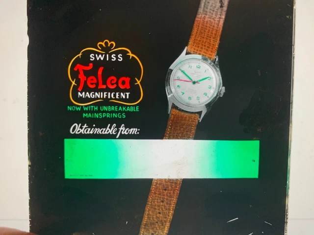 FELEA SWISS WATCH Art Deco Glass Cinema Slide Australian theatre ...