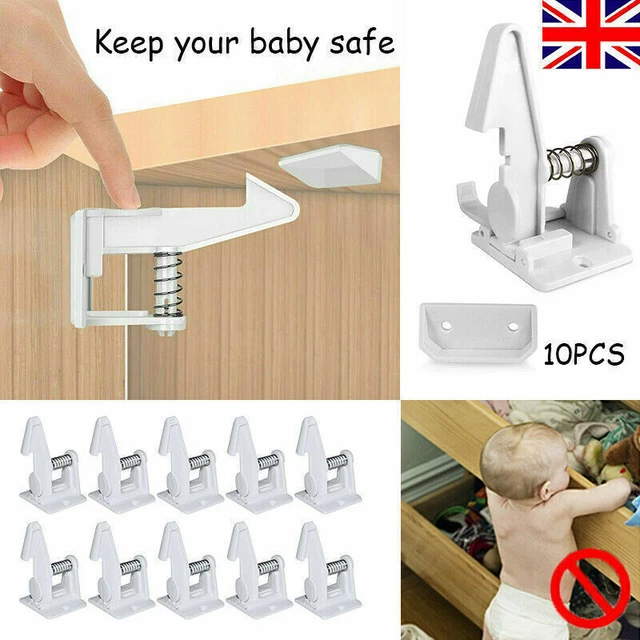 10Pcs Child Proof Safety Catch Cupboard Cabinet Door Drawer Lock Latch Baby Kids