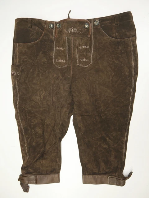 Neuwertige Oktoberfest Lederhose mit Stickerei als Kniebund braun Gr.58