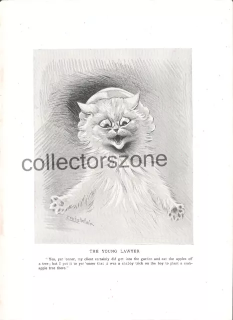 Louis Wain Book Print Cat Young Lawyer Taken From the 1910 annual 9 x 7 inches