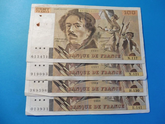 Ancien Billet 100  Francs Delacroix  1987-88-89  Tb+  / Achat Unitaire Au Choix