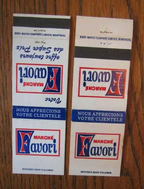 Favori Market (Marché Favori) 2 Matchbook Matchcovers (Montreal, Quebec) -F9
