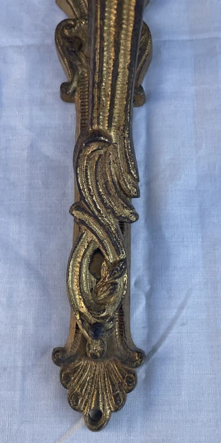 Antique French Victorian Gilded Brass Fancy Rococo Curtain Rod Holders 10 1/4” 4