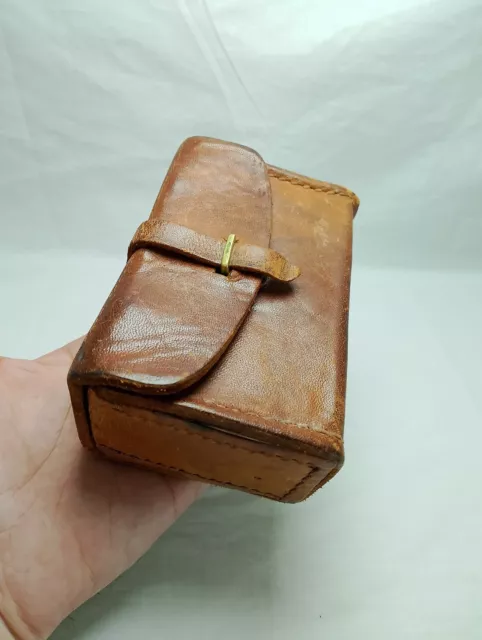 ANTIQUE LEATHER FISHING Tackle Box By Knickerbocker Case Co