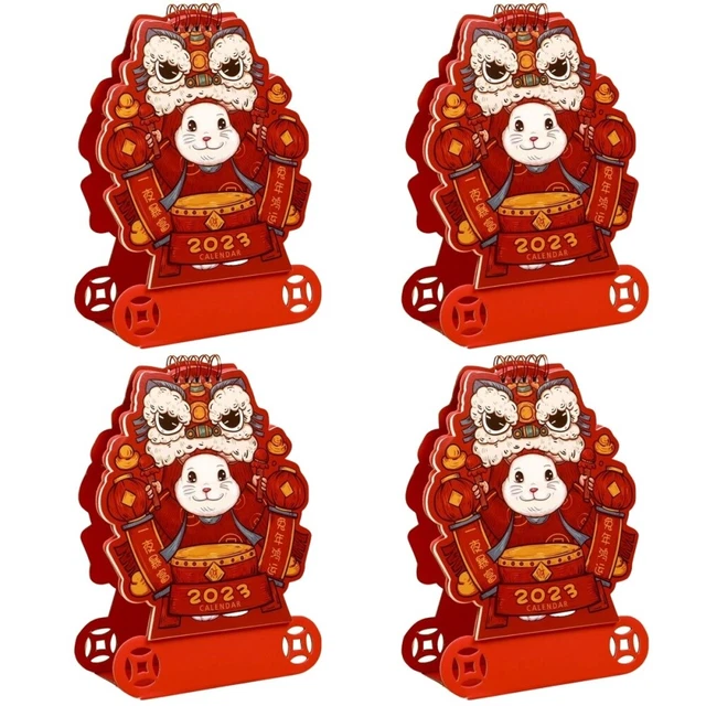 4 PCS Carta Calendario Tavolo Ufficio Desktop Mensile Piedi Cartoni Animati