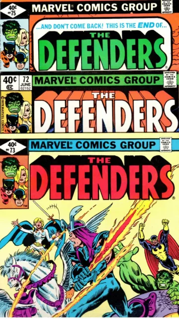 DEFENDERS #72 #73 #75  NEAR MINT- (9.2)  Valkyrie!  HULK!  Foolkiller!  LUNATIK!