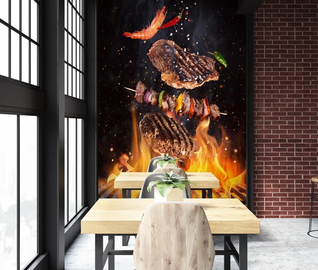 3D Grill Kebab Shop BBQ 303 Wall Mural Wall Murals Commercial
